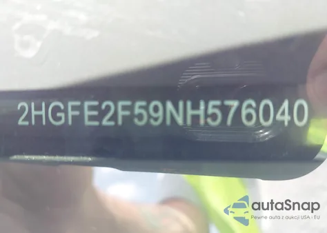 2022 Honda Civic Sport из США, поврежденный, VIN 2HGFE2F59NH576040